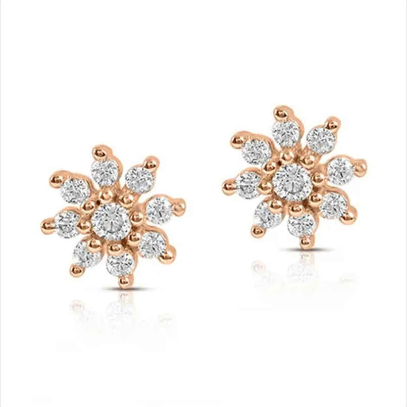 Zavya Floral CZ Rose Gold Plated 925 Sterling Silver Stud