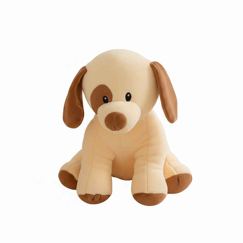 DearJoy Playful Dog Soft Toy Off White & Brown 25 cm