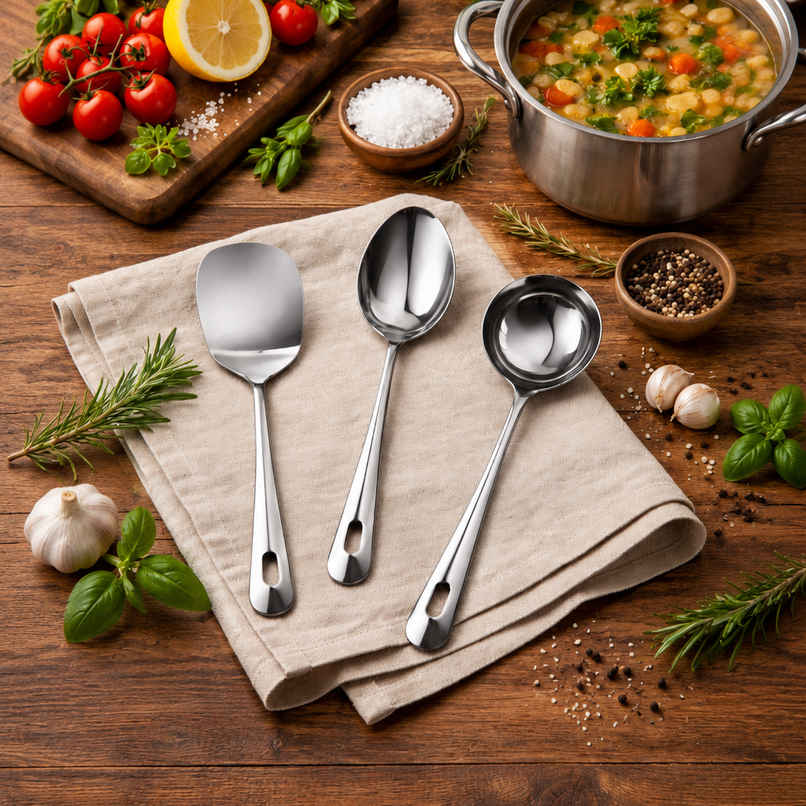 Petals 3 Pcs Cooking Serving Spoons Spatula Set Petals 3 Pcs Cooking Serving Spoons Spatula Set