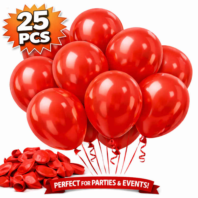 Red Metallic Balloons 25Pcs for Birthday, Kids Theme Party & Anniversary Decorations | BeyondLuv Red Metallic Balloons 25Pcs for Birthday, Kids Theme Party & Anniversary Decorations | BeyondLuv