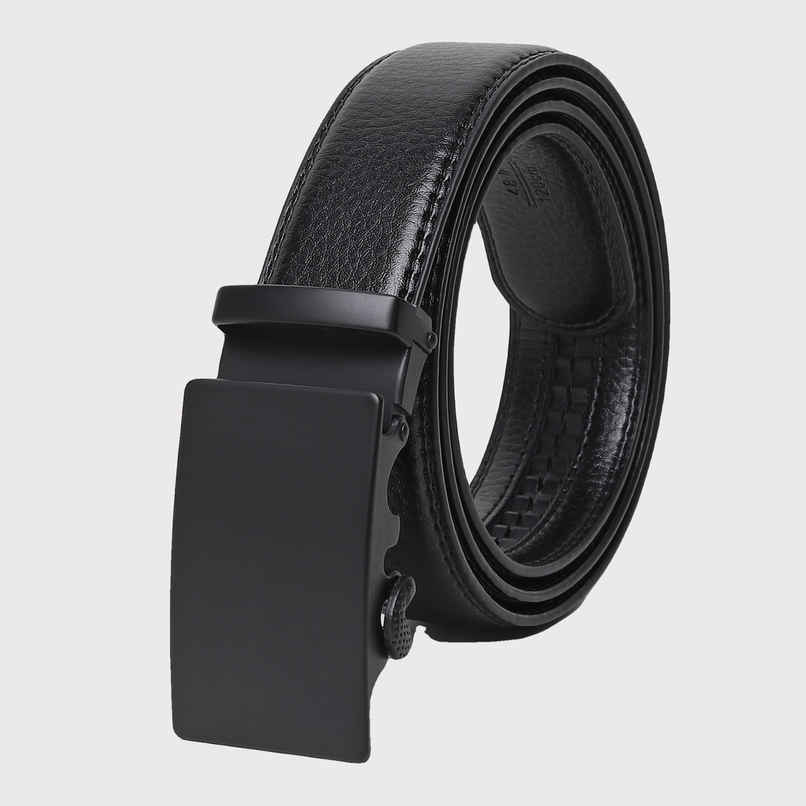 Zoro United Men's Solid Vegan Leather Belt | Black - 40 Inches