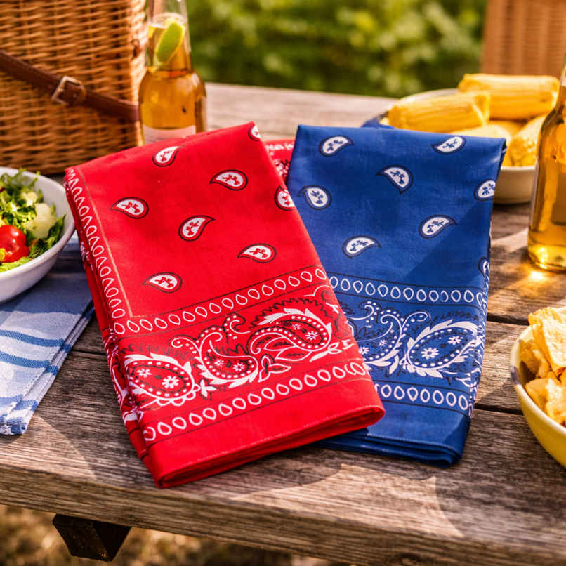 Royal Mart Unisex Cotton Blend Bandana | Red and Blue - One Size