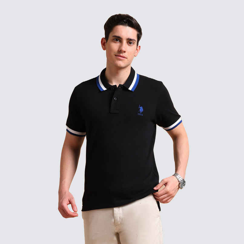 U.S. Polo Assn. Men's Heritage Tipped Polo Shirt | Black - XL