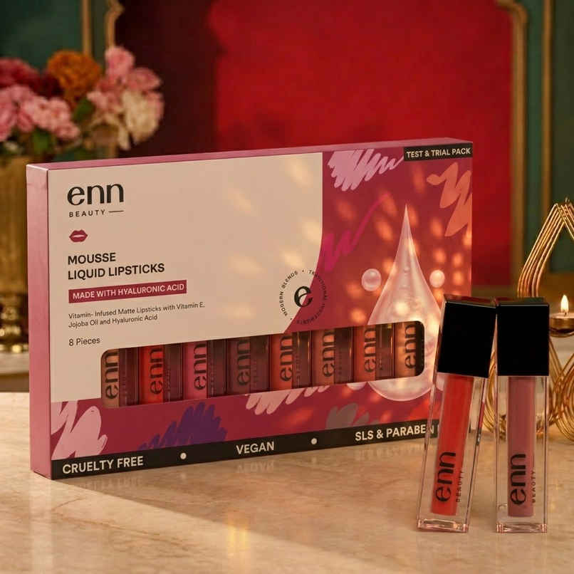 ENN Beauty Mousse Matte Liquid Lipstick Kit Set Of 8 | Test & Trial Pack