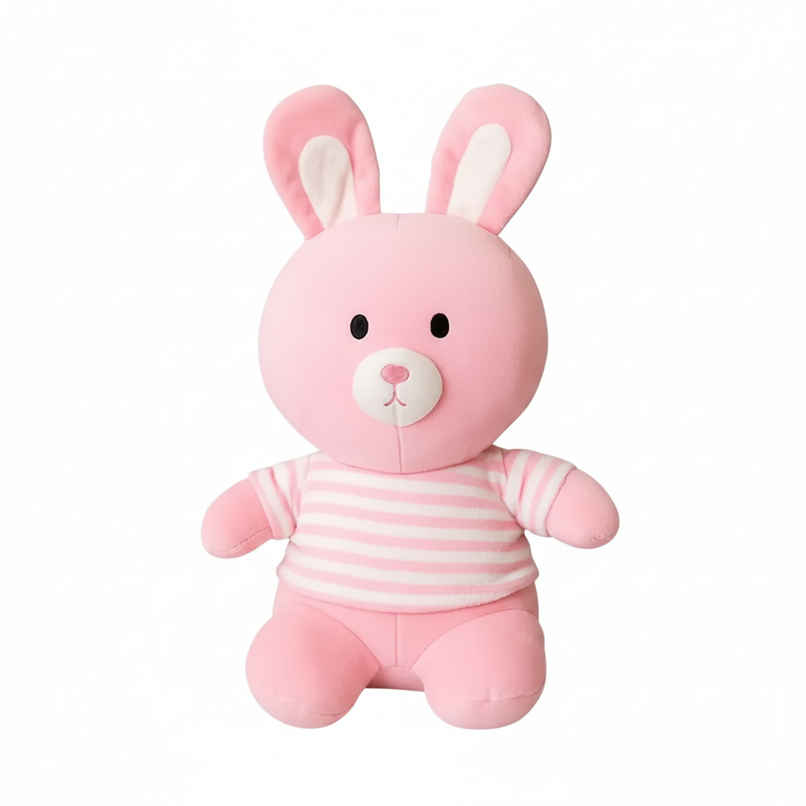 DearJoy Playful Bunny in T Shirt Soft Toy Pink 25 cm
