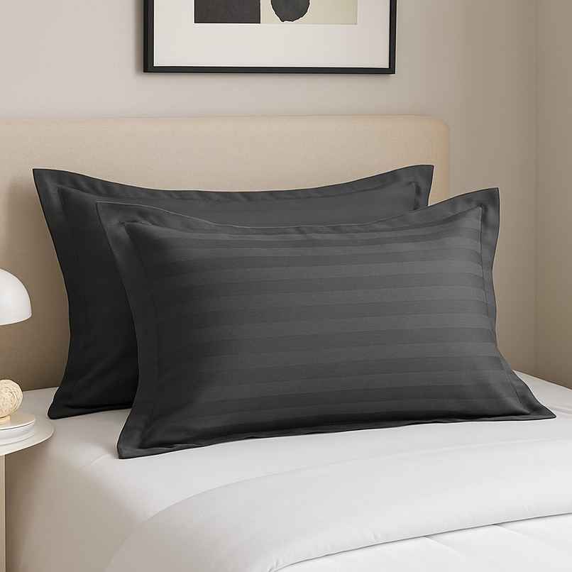 Elegant Weavers Striped Pillow Cover Solid Grey - Pack o