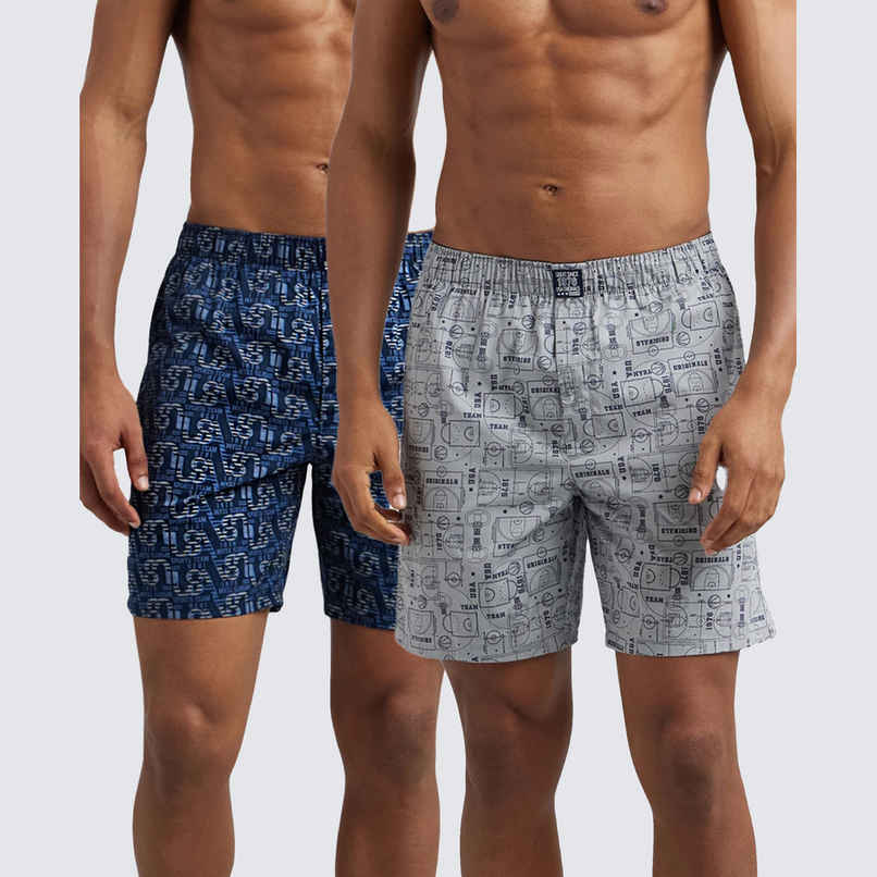 Jockey US57 Men's Super Combed Cotton Woven Printed Underwear Boxer|Side Pocket|PO2 | Multi Colour-S