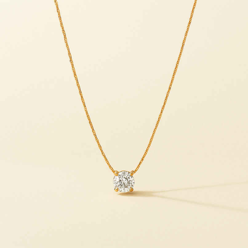 ZAISHA Women's 18K Gold Plated Tesoro Diamond Solitaire Necklace|Birthday | Anniversary |Rakhi Gift
