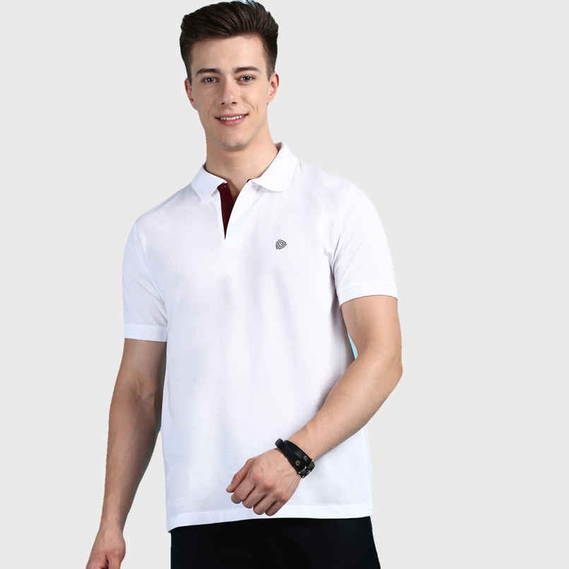 Lux Cozi Men's Solid Cotton Polo T-shirt | White - M Lux Cozi Men's Solid Cotton Polo T-shirt | White - M