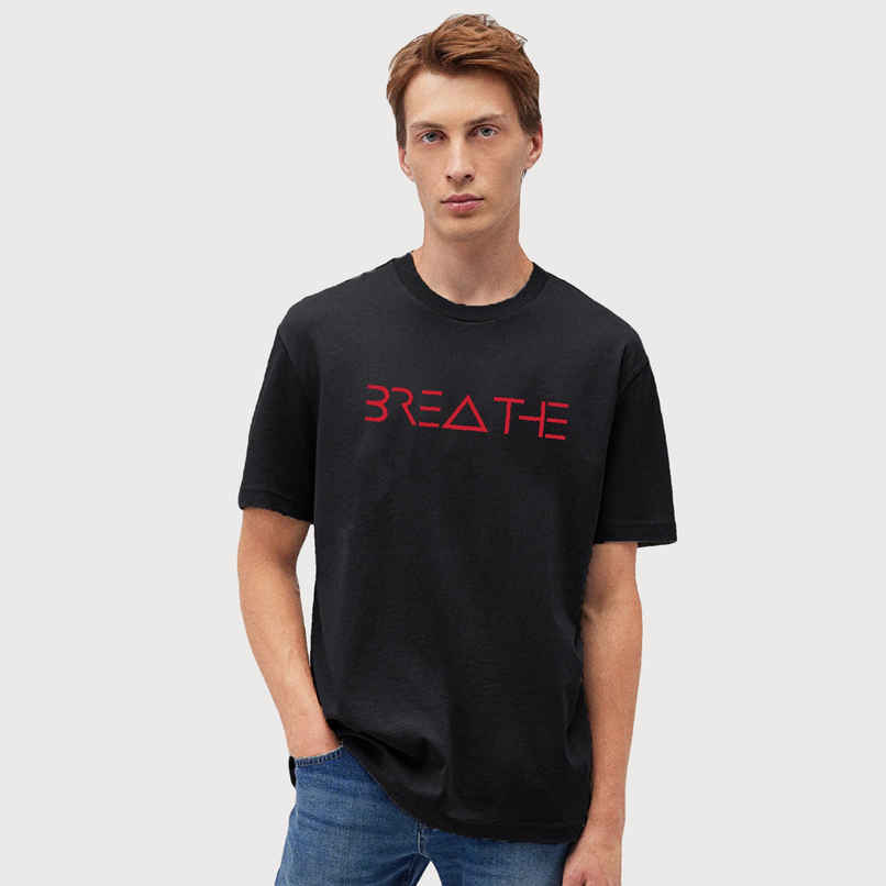 De Tees Men's Half Sleeve T-shirt | MHS-BREATH | Charcoal Grey - XL