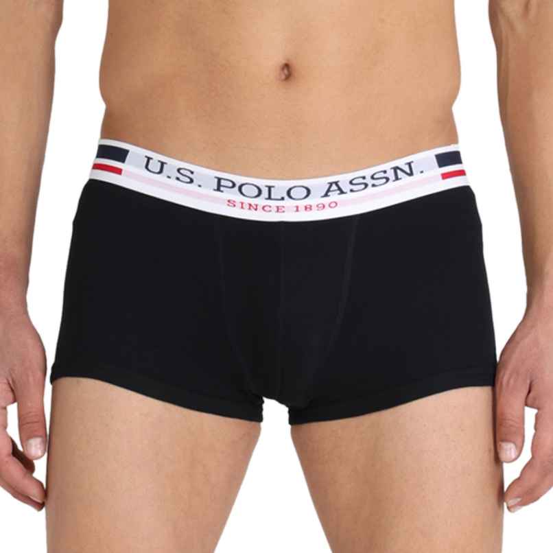 USPA Men Brief Underwear - Pack of 1 Solid Cotton Trunks - Black - M