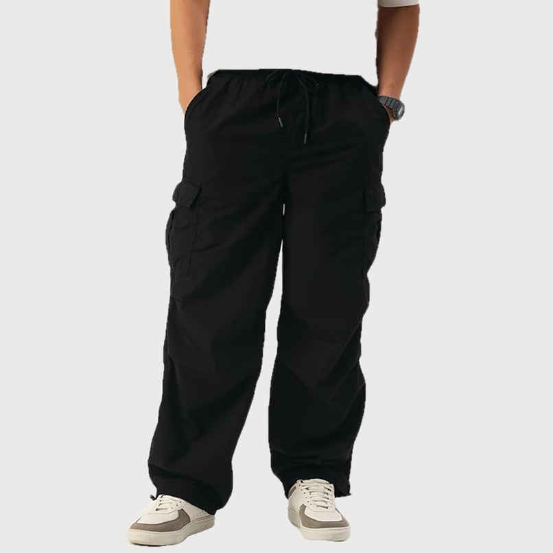 Bene Kleed Unisex Parachute Cargo Trousers | Black - 28