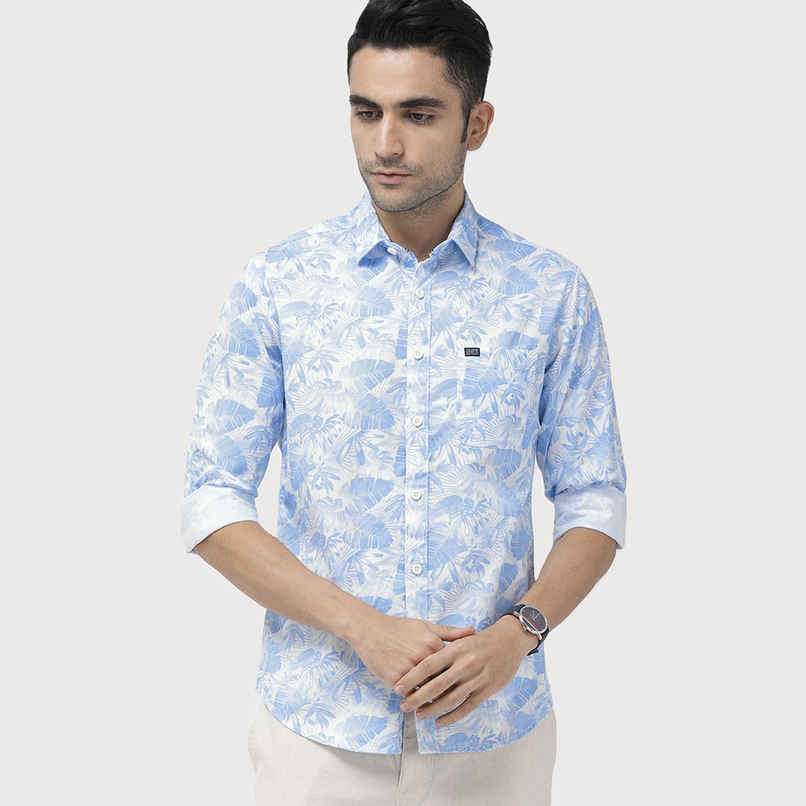 The Indian Garage Co Men's Slim Fit Abstract Print Casual Shirt | Blue - M