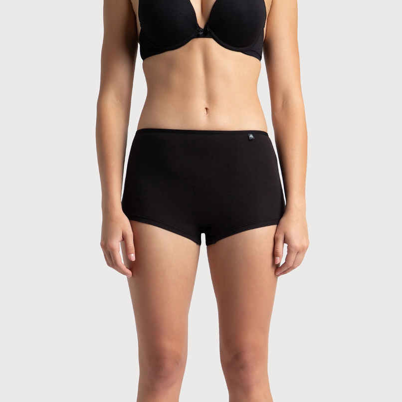 Jockey SS04 Women's Super Combed Cotton Elastane Stretch Underwear BoyShorts|Concealed Waistband | Black-XL