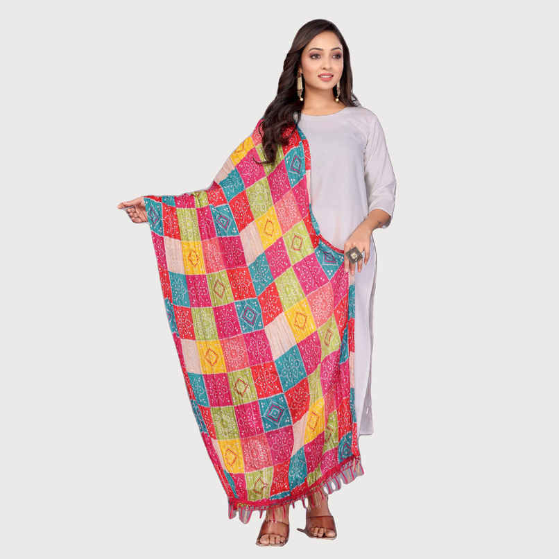 Fabflick Chinon Crush Printed Multicolor Tassel Embellished Women's Dupatta | CHNCR-002 Fabflick Chinon Crush Printed Multicolor Tassel Embellished Women's Dupatta | CHNCR-002