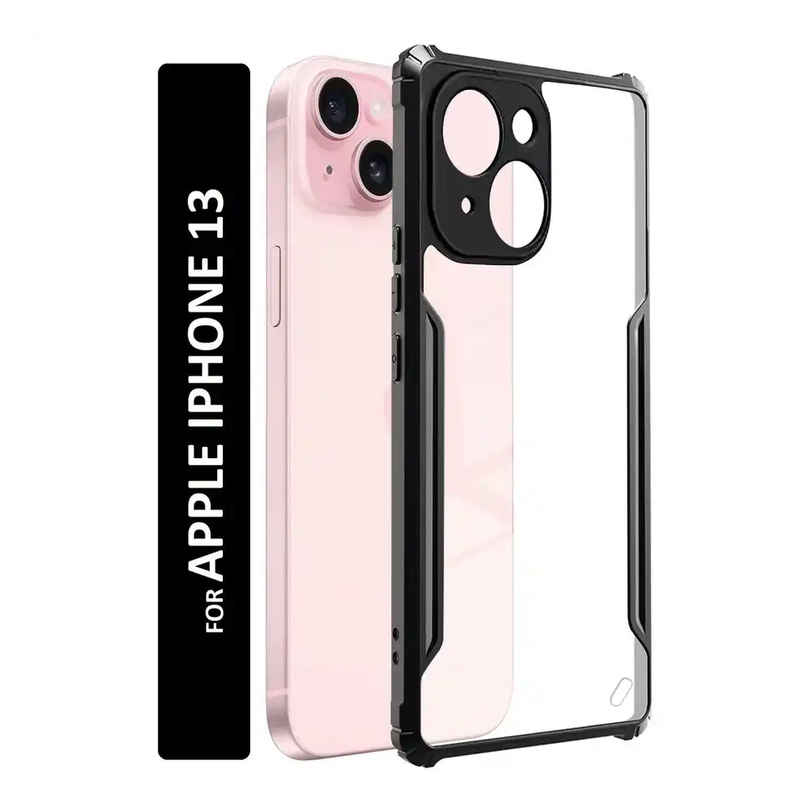 Kwine Case Apple Iphone 13 Back Cover - Black Bordered Transparent Case