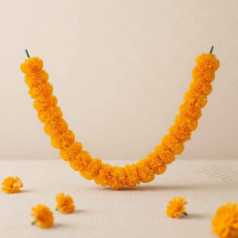 Artificial Flower String Bandhanwar Festival Decoration | Marigold Design | Orange | Mangal Bhawan