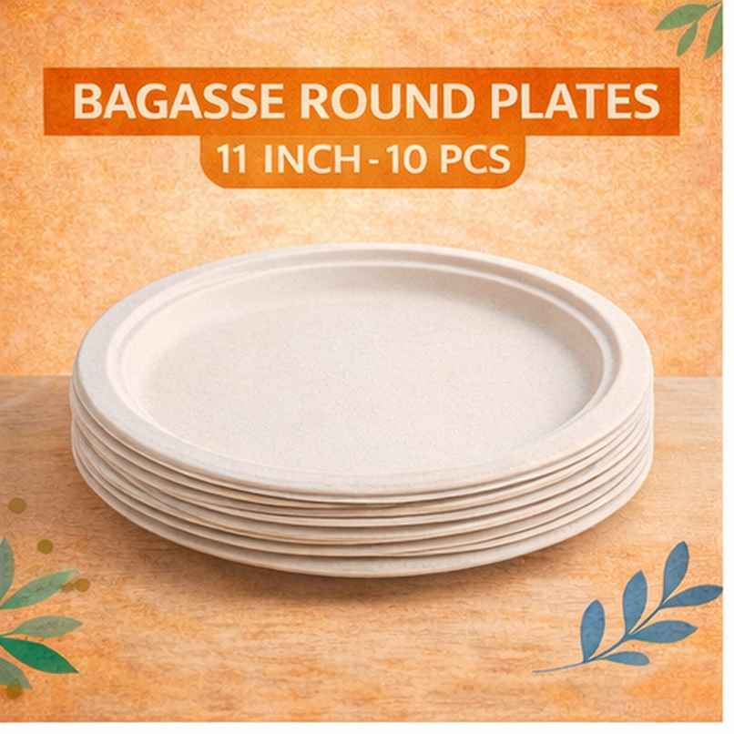 Disposable Bagasse Plates | Round | 11 inch | Ezee Disposable Bagasse Plates | Round | 11 inch | Ezee
