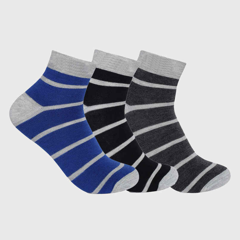 Beyond Unisex Striped Combed Cotton Ankle Socks | Multicolour - Free Size