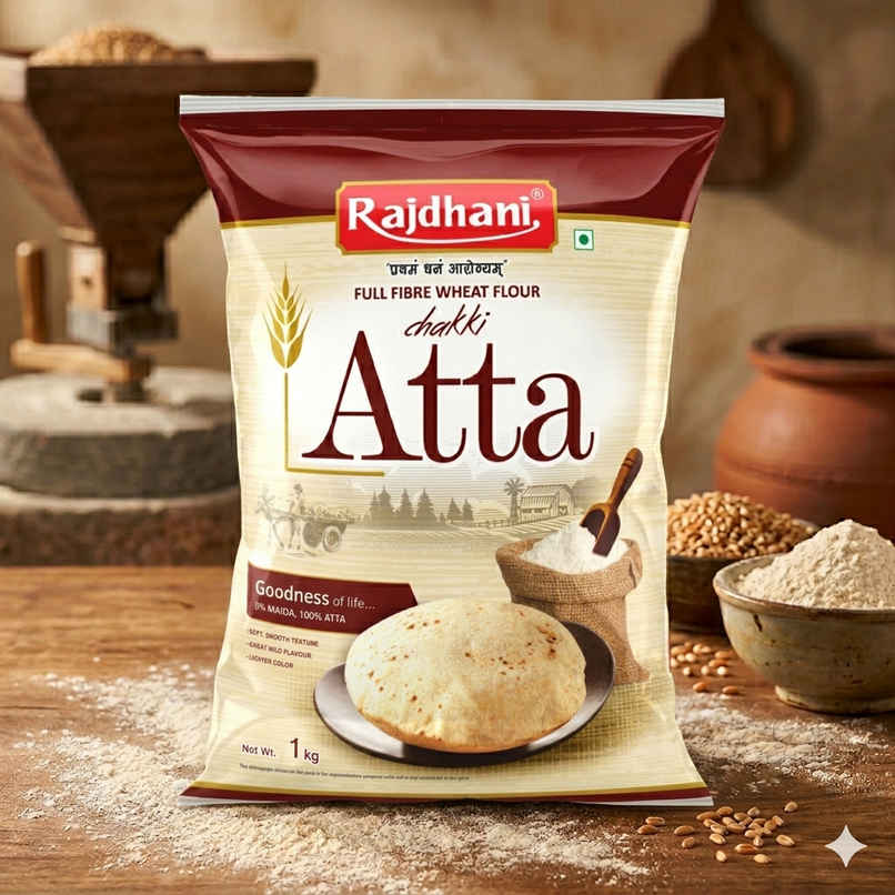 Rajdhani Chakki Fresh Atta | 100% Atta, 0% Maida Rajdhani Chakki Fresh Atta | 100% Atta, 0% Maida
