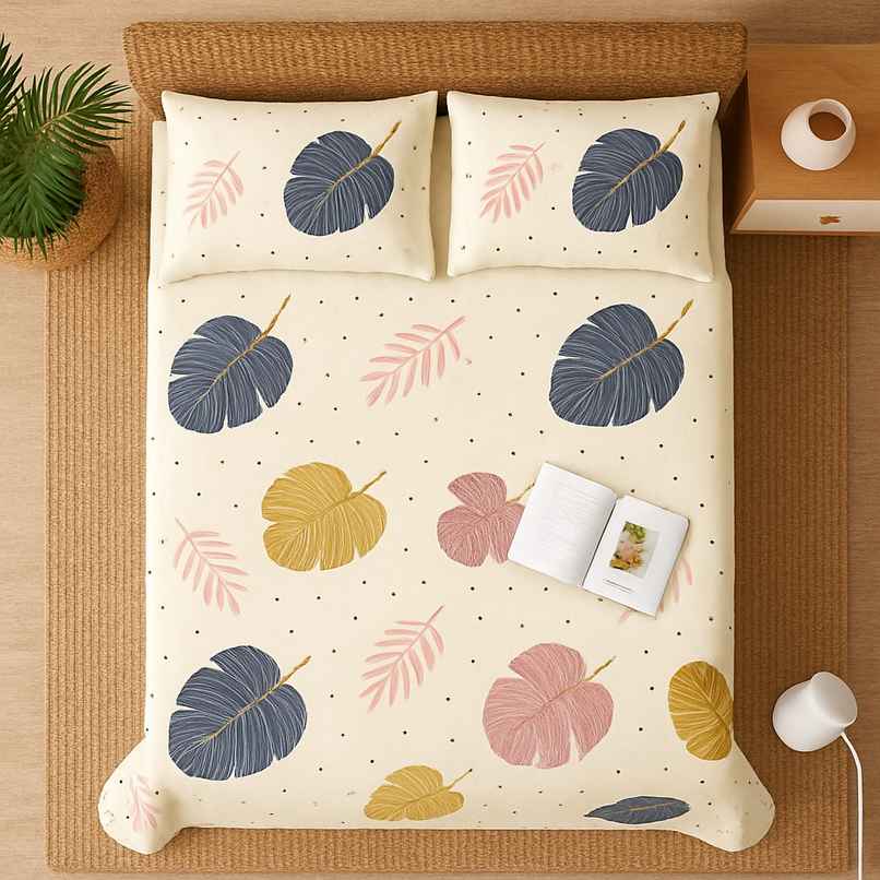 Elegant Weavers Zade Double Microfibre Floral Bedsheet | With 2 Pillow Covers | 87 x 94 in