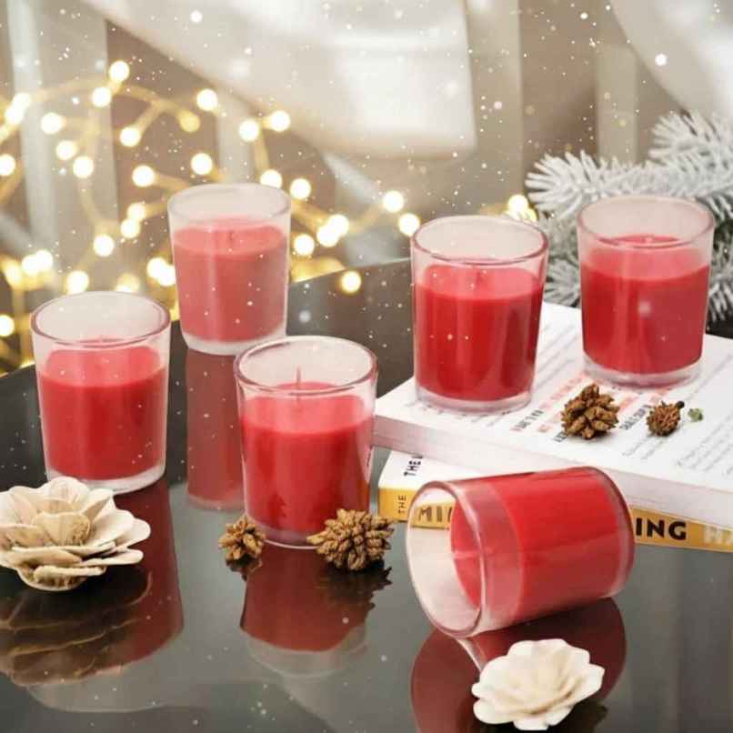 Scented Glass Votive Candles | Rose | Pack of 3 | Samsidhi