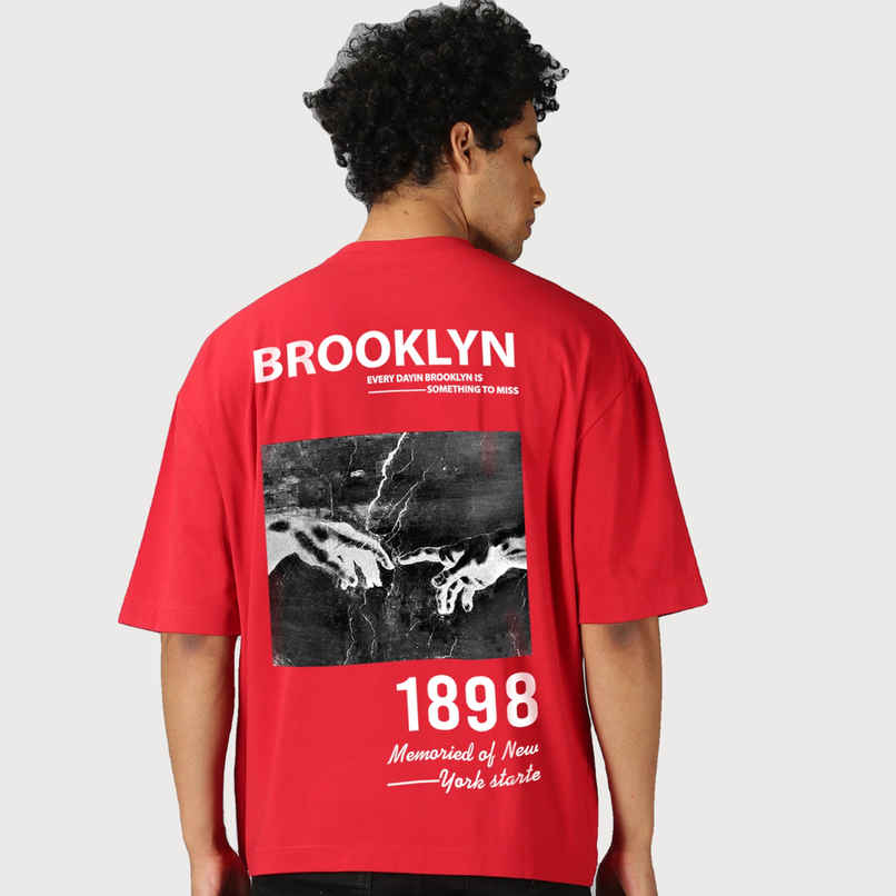 De Tees Men's Oversize T-shirt | M-OST-RED-BROOKYLN | Red - M