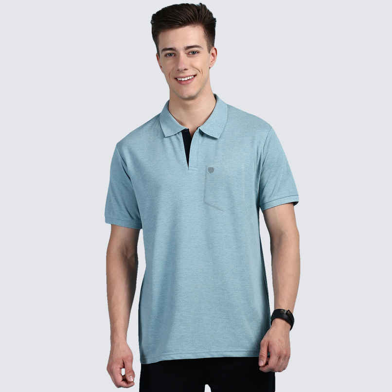 Lux Cozi Men's Solid Cotton Polo T-shirt with Pocket | Pal Green - S