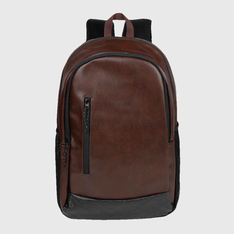 F Gear Unisex Solid Artificial Leather 27 L Laptop Backpack | Brown