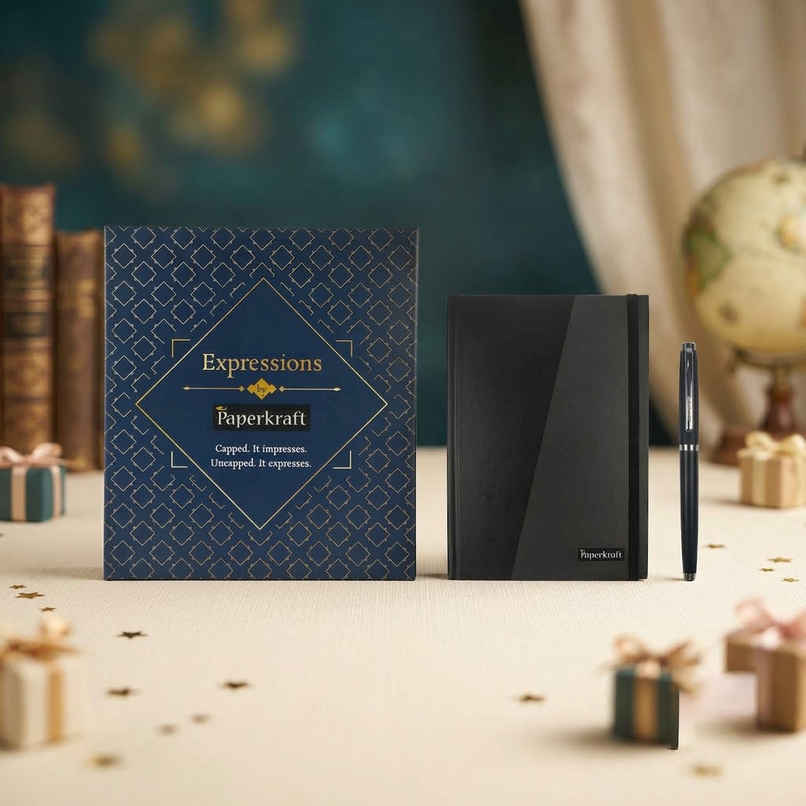 Paperkraft Expressions Gift Set (NB+ Pen)|Blue & Black Paperkraft Expressions Gift Set (NB+ Pen)|Blue & Black