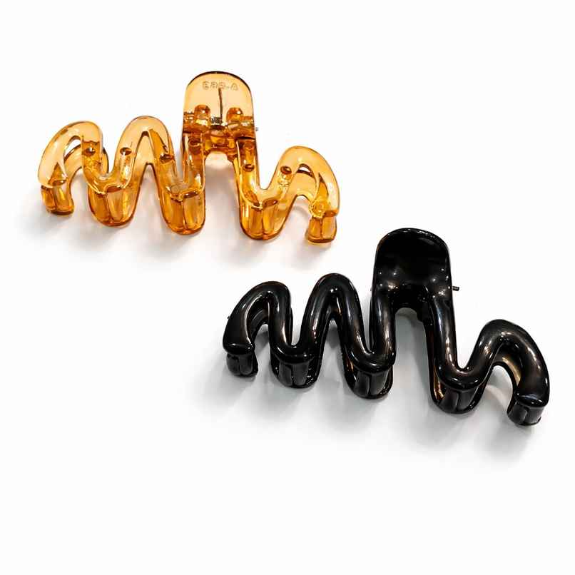 Zig Zag Claw Clip Mediumfor Girls and Women - Black and Brown