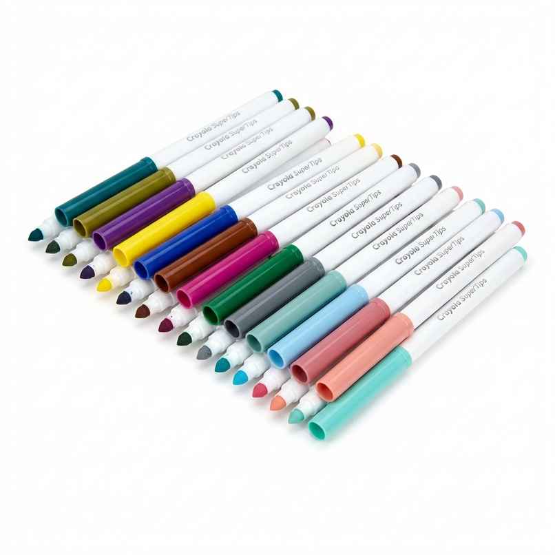 Crayola Super Tips Washable Markers|Fine & Broad Line Coloring Pens for Kids|School & Art