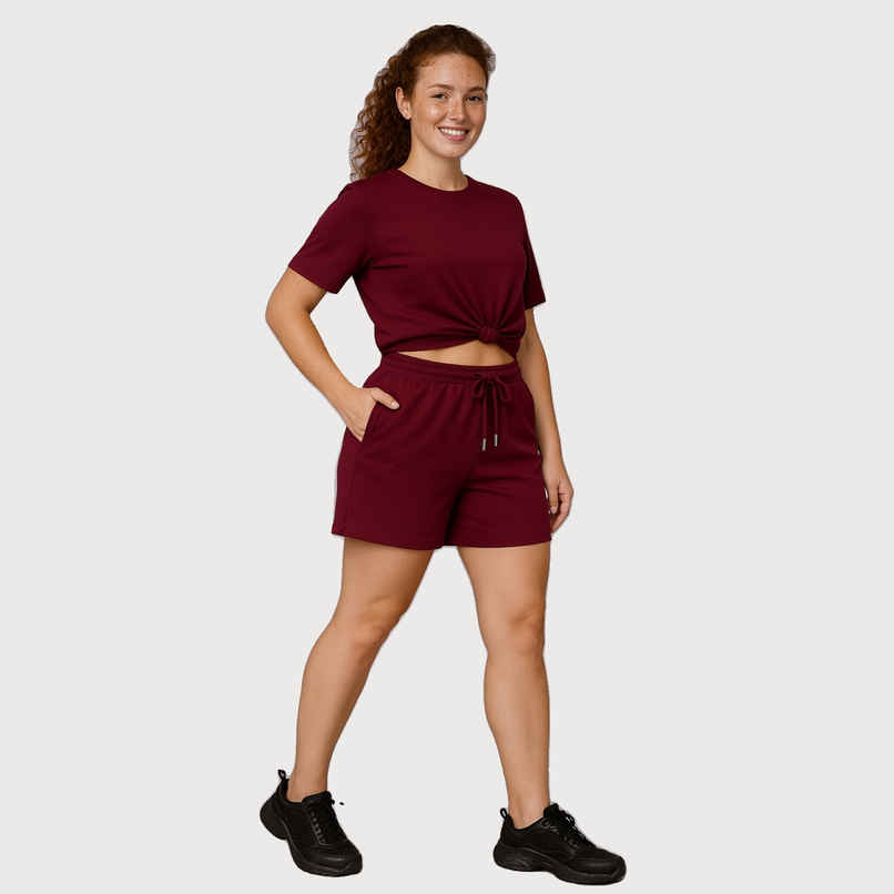 EQL Women's Pure Cotton Shorts | Maroon - S