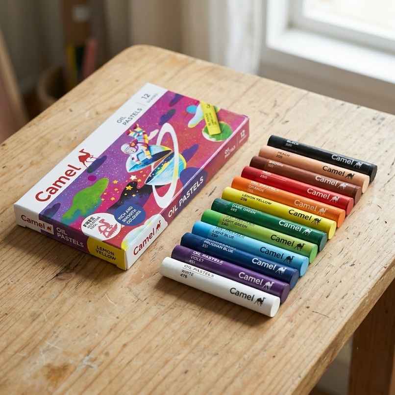 Camel Student Oil Pastels Assorted Plastic Pack Of 12 Shades