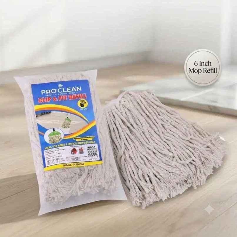 Proclean Cotton Refill - White | For Clip & Fit Mop | 6 Inch Proclean Cotton Refill - White | For Clip & Fit Mop | 6 Inch