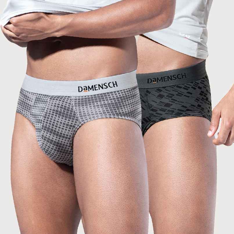 DaMENSCH Men's Modal Briefs | Silver and Grey - L DaMENSCH Men's Modal Briefs | Silver and Grey - L