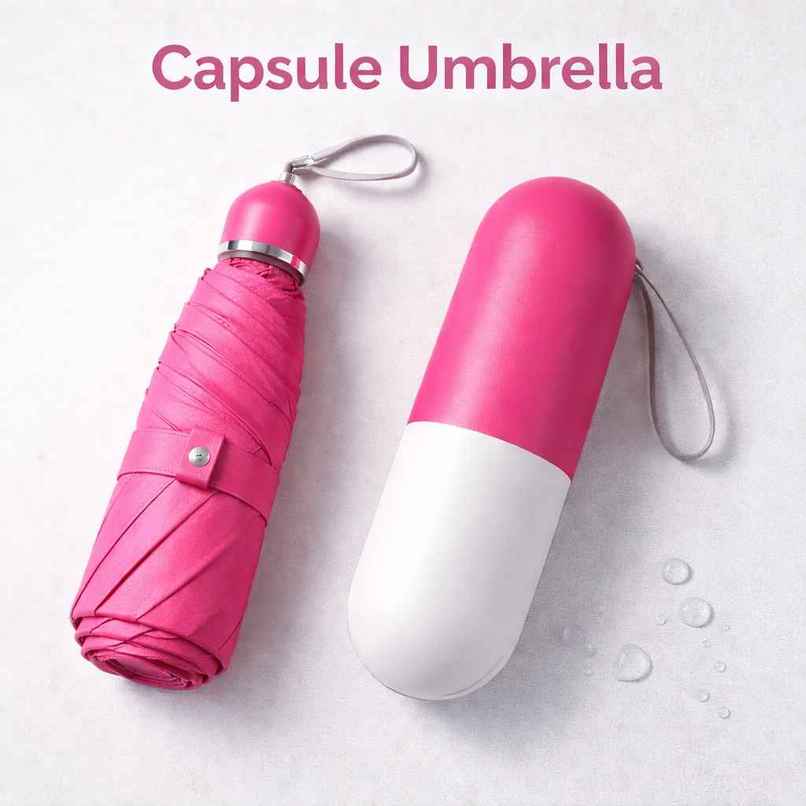 Fendo Capsule Umbrella 19 5 Fold With Cover Umbrella | Rani Pink Fendo Capsule Umbrella 19 5 Fold With Cover Umbrella | Rani Pink