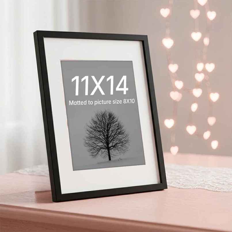 Art Street Synthetic Document Large Size Wall Photo Frame, 11x14 Inch, Matted To 8x10 Inch | Black