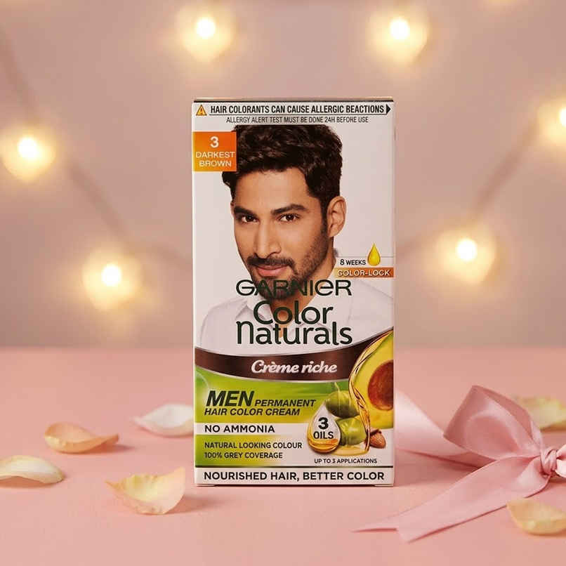 Garnier Color Naturals Hair Color For Men, Shade 3, Darkest Brown