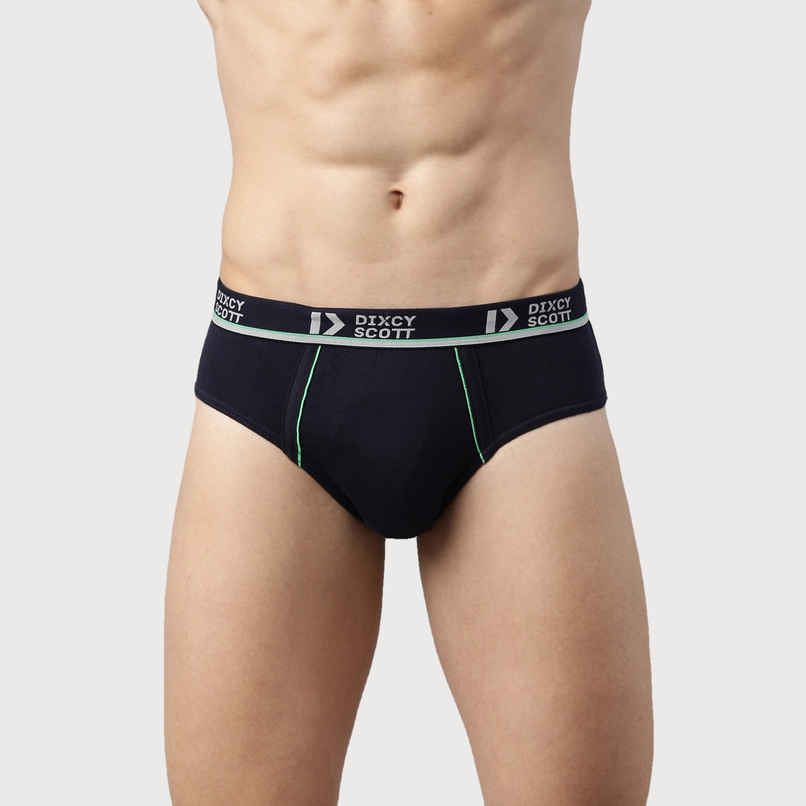 Dixcy Scott Men's Solid 100% Combed Cotton Mid Rise Outer Elastic Waistband Brief | Multicolour - M