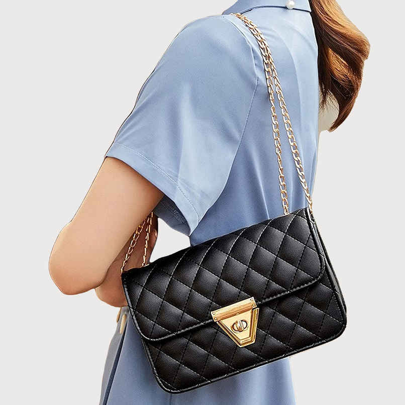 Fargo Black Sling Bag Women's Leatherette Sling Bag | FGO-275 Fargo Black Sling Bag Women's Leatherette Sling Bag | FGO-275