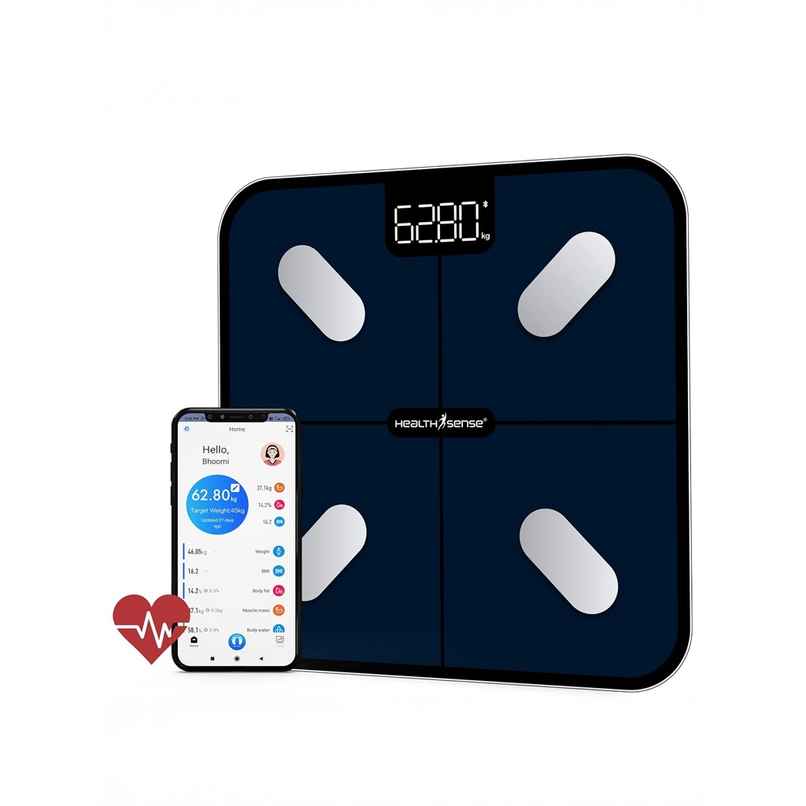 Healthsense Bluetooth Bmi Weight Machine For Body Weight, 1 Year Warranty - Healthu+ Bs 181