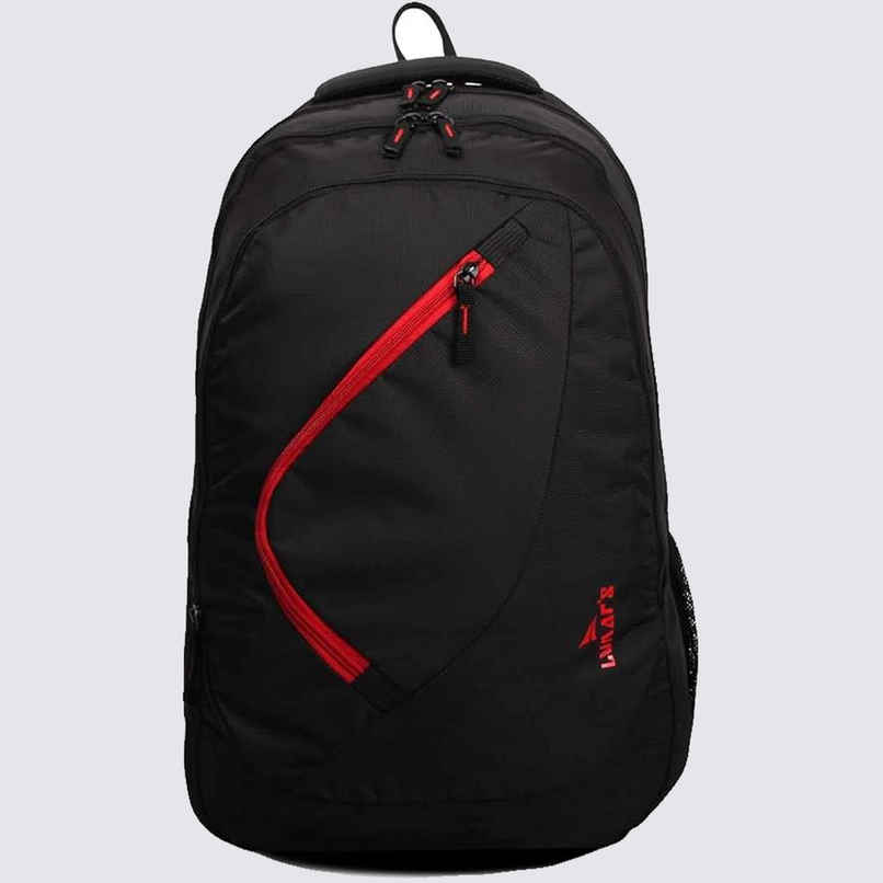 Lunar's Unisex Solid Polyester 35 L Padded Grab Handle Backpack | Black and Red - 19 Inches
