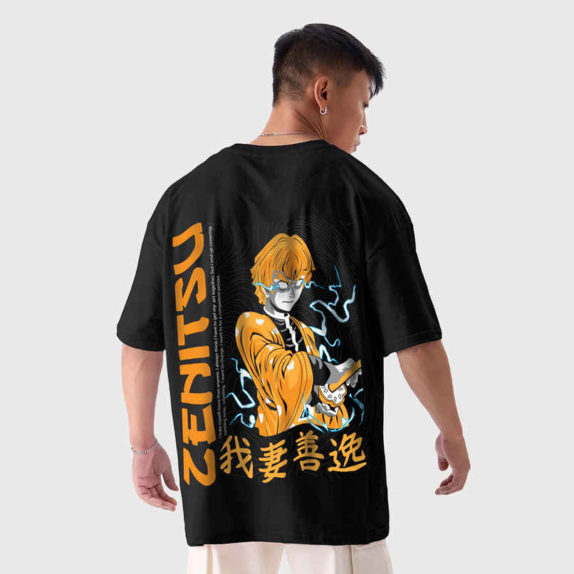 De Tees Men's Oversize T-shirt | M-OST-ZENITSU-2 | Black - M