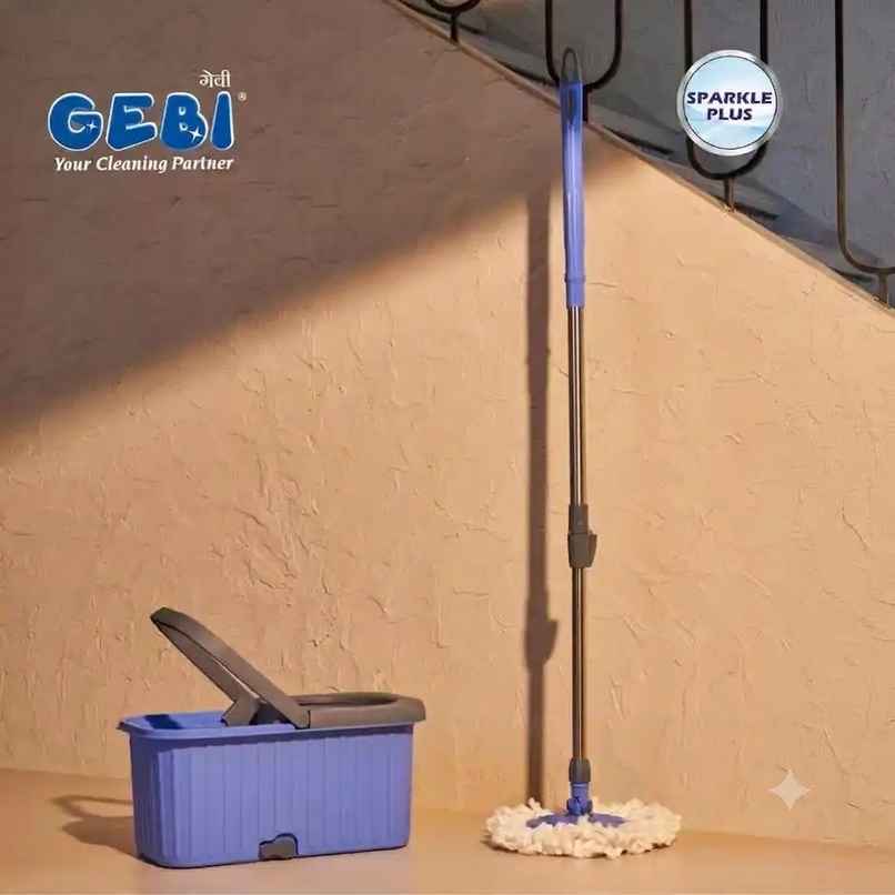 Gebi Aqua Bucket Spin Mop With 1 Microfiber Refill (Colour May Vary) Gebi Aqua Bucket Spin Mop With 1 Microfiber Refill (Colour May Vary)