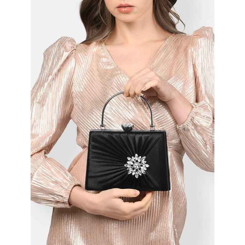 Lavie Women's Ivy Side Brooch Handle Frame Clutch | Small | Black (20 X 4 X 14 Cm) Lavie Women's Ivy Side Brooch Handle Frame Clutch | Small | Black (20 X 4 X 14 Cm)