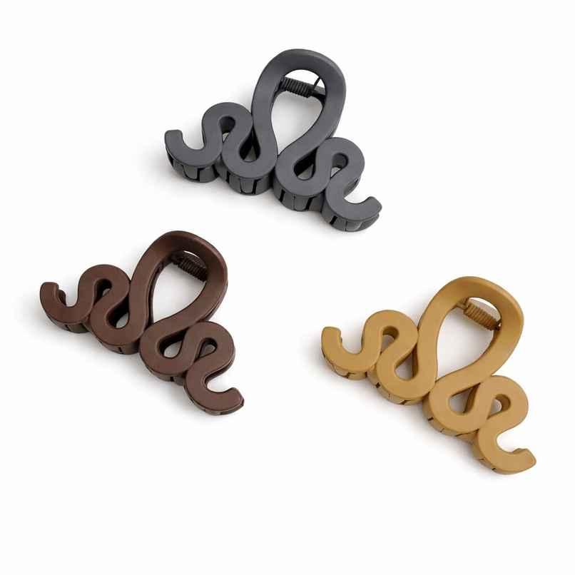 The Opal Factory Hair Accessories | Wavy Hair Claw Clips | Grey Khaki Brown