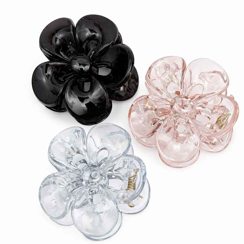 The Opal Factory Hair Accessories | Translucent Flower Dew Drop Clutches | Maroon, Cream, Peach