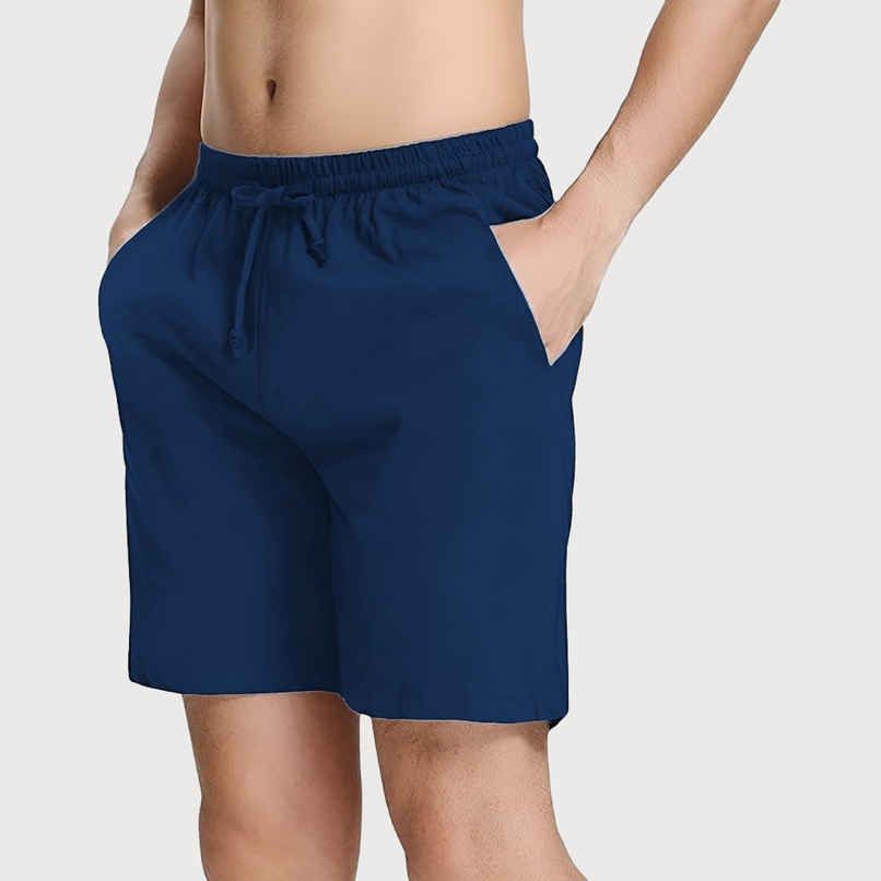 Springman Solid French Terry With Elastic & Drawstring Shorts For Men's | Blue | L