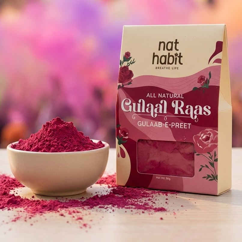 Nat Habit Natural Organic Holi Colour Gulal | Pink | Gulaab-E-Preet